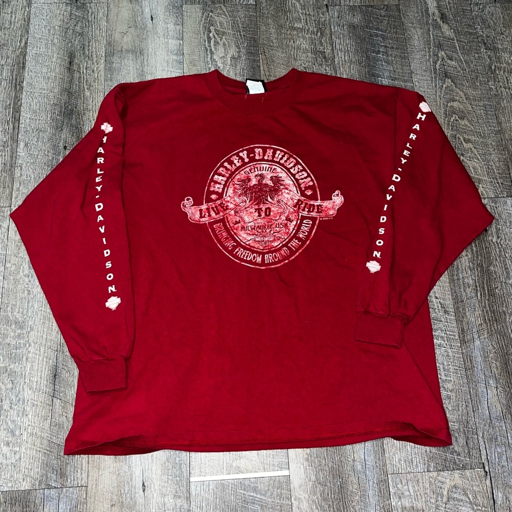 Vintage Harley-Davidson Live To‎ Ride Red Longsleeve Shirt Y2K